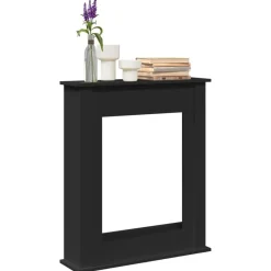 vidaXL Borde de chimenea madera de ingeniería 75x20x87,5 cm Negro New