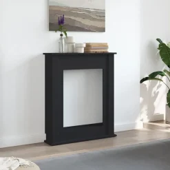 vidaXL Borde de chimenea madera de ingeniería 75x20x87,5 cm Negro New