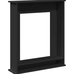 vidaXL Borde de chimenea madera de ingeniería 75x20x87,5 cm Negro New