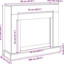 vidaXL Accesorios Para Hornos De Leña Y Chimeneas-Borde de chimenea madera ingeniería gris hormigón 100x30x87,5cm