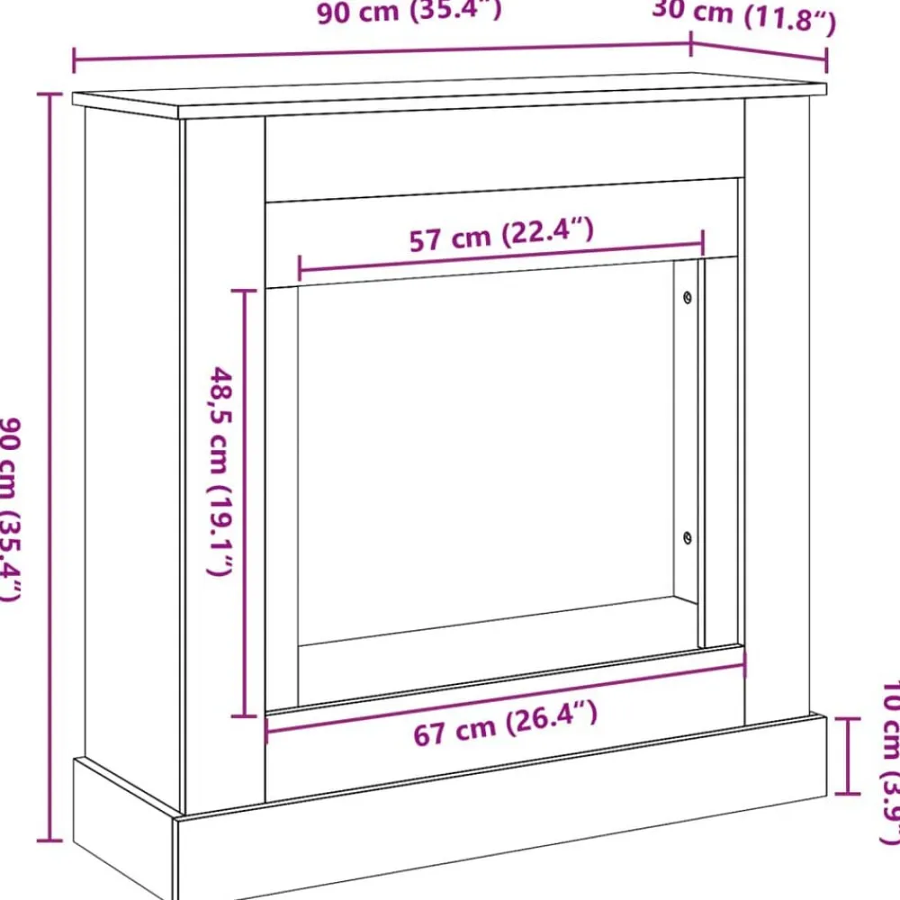 vidaXL Accesorios Para Hornos De Leña Y Chimeneas-Borde de chimenea madera ingeniería 90x30x90 cm