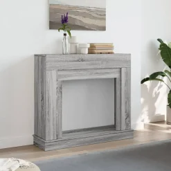 vidaXL Borde de chimenea madera ingeniería 100x30x87,5 cm Gris sonoma Outlet