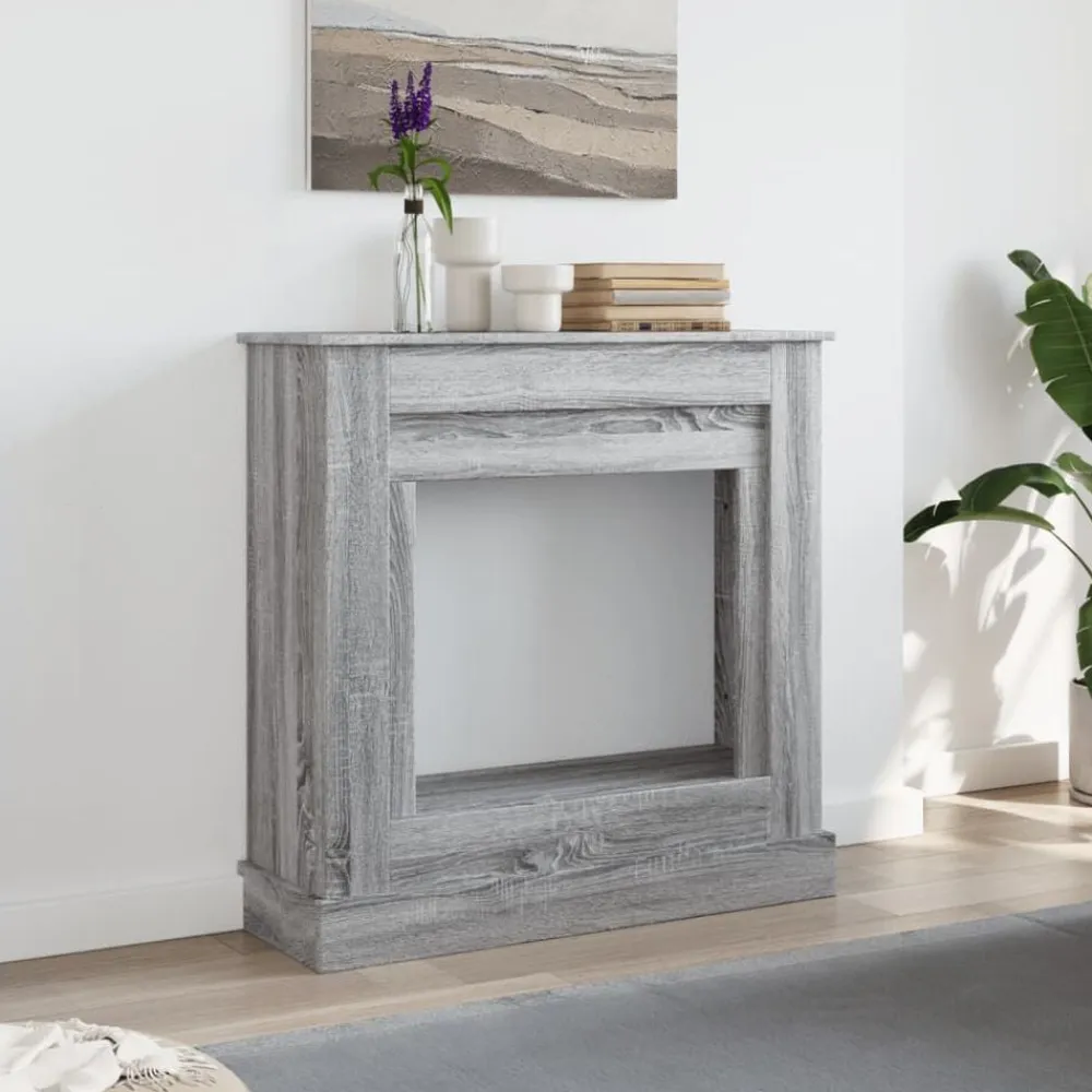 vidaXL Borde de chimenea madera ingeniería 90x30x90 cm Gris sonoma Sale