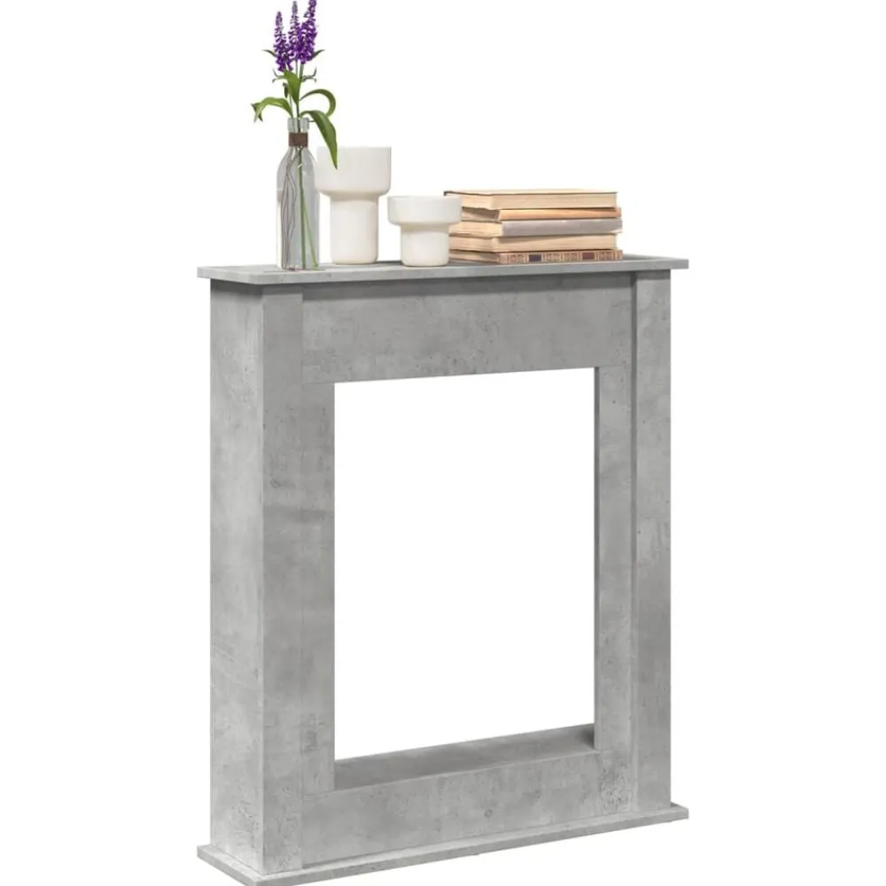 vidaXL Accesorios Para Hornos De Leña Y Chimeneas-Borde de chimenea madera ingeniería gris hormigón 75x20x87,5 cm