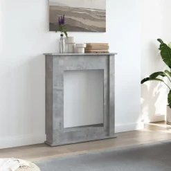 vidaXL Accesorios Para Hornos De Leña Y Chimeneas-Borde de chimenea madera ingeniería gris hormigón 75x20x87,5 cm