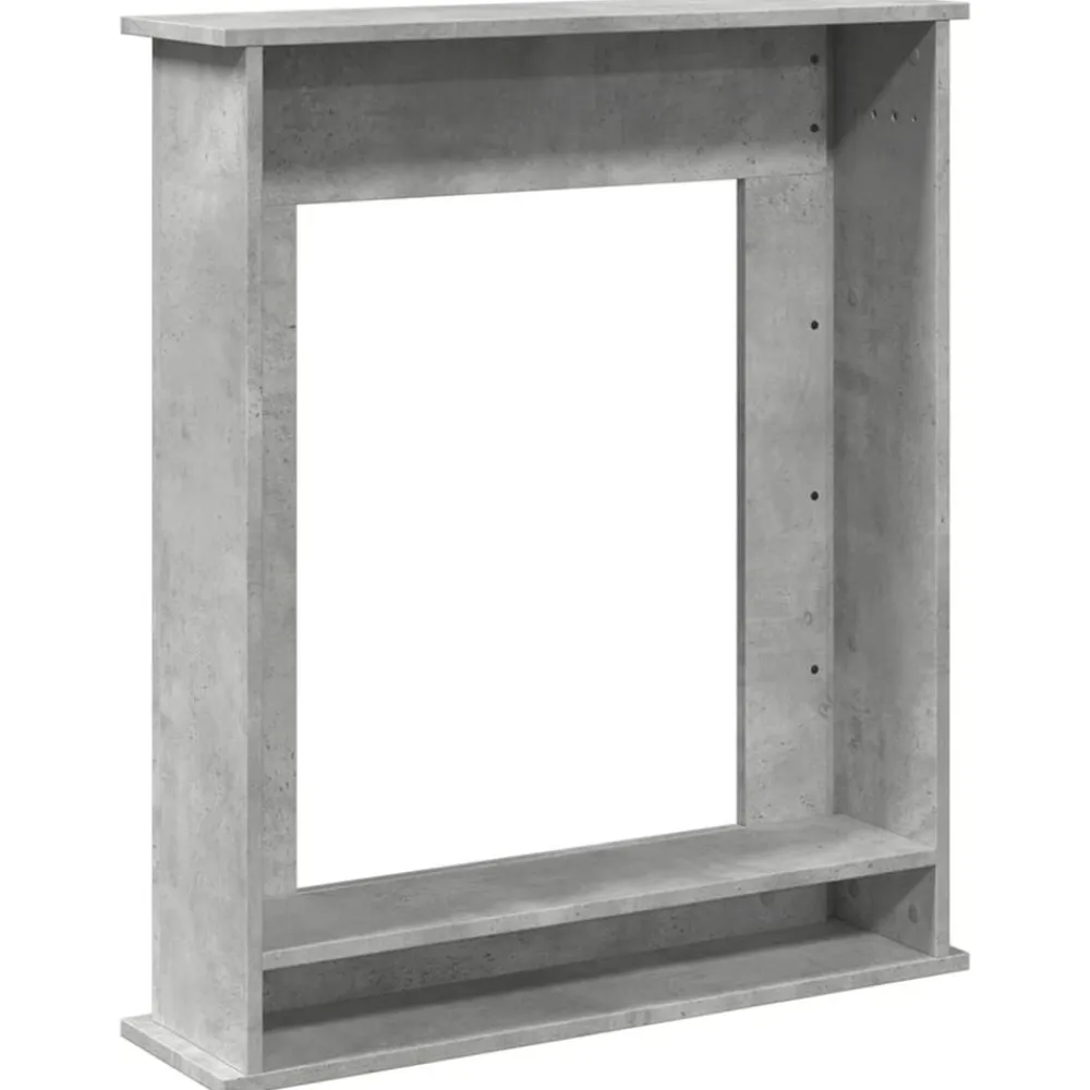 vidaXL Accesorios Para Hornos De Leña Y Chimeneas-Borde de chimenea madera ingeniería gris hormigón 75x20x87,5 cm
