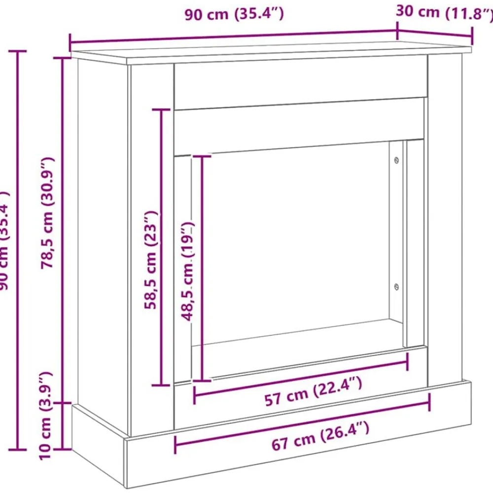 vidaXL Accesorios Para Hornos De Leña Y Chimeneas-Borde de chimenea 90x30x90 cm madera ingeniería