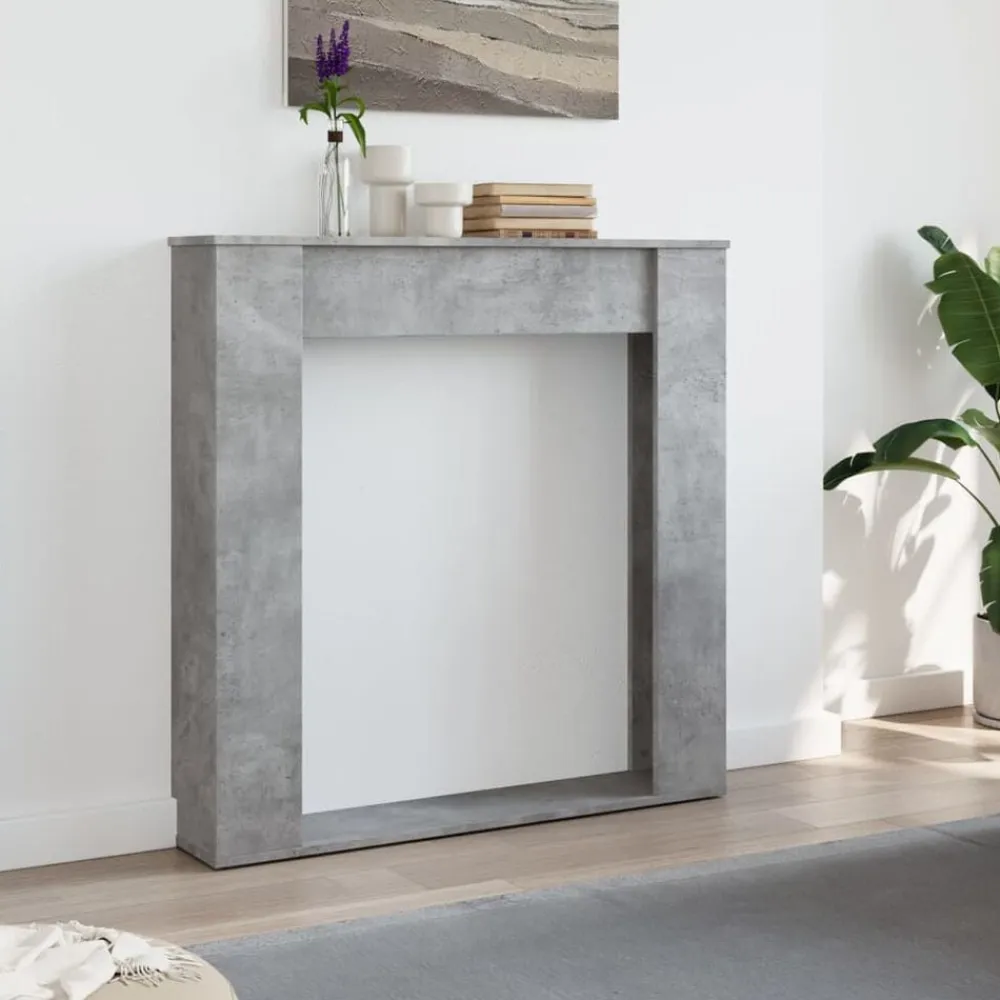 vidaXL Accesorios Para Hornos De Leña Y Chimeneas-Borde de chimenea madera ingeniería gris hormigón 100x20x100 cm