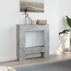 vidaXL Borde de chimenea madera ingeniería gris hormigón 81x18x82 cm Gris hormig&oacute;n Online