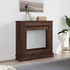 vidaXL Accesorios Para Hornos De Leña Y Chimeneas-Borde de chimenea madera ingeniería marrón roble 90x30x90 cm