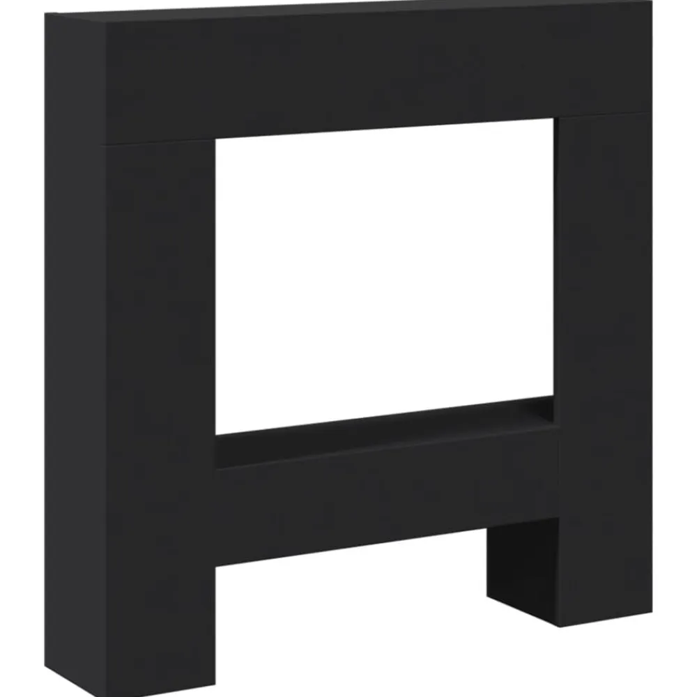 vidaXL Borde de chimenea madera ingeniería 81x18x82 cm Negro