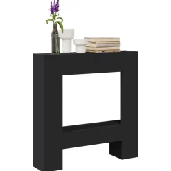 vidaXL Borde de chimenea madera ingeniería 81x18x82 cm Negro