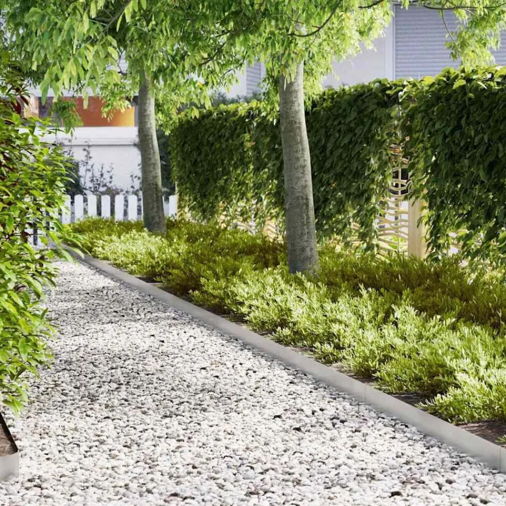 vidaXL Vallas De Jardín-Borde de Césped 10 pcs Plateado 100 x 0.05 x 20 cm