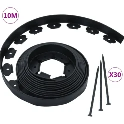 vidaXL Vallas De Jardín-Borde de césped flexible con 30 estacas 10 m 5 cm