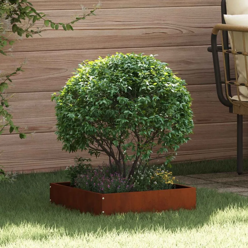 vidaXL Borde de Césped Oxidado 40 x 40 x 13 cm Acero autopatinable Acero oxidado Discount