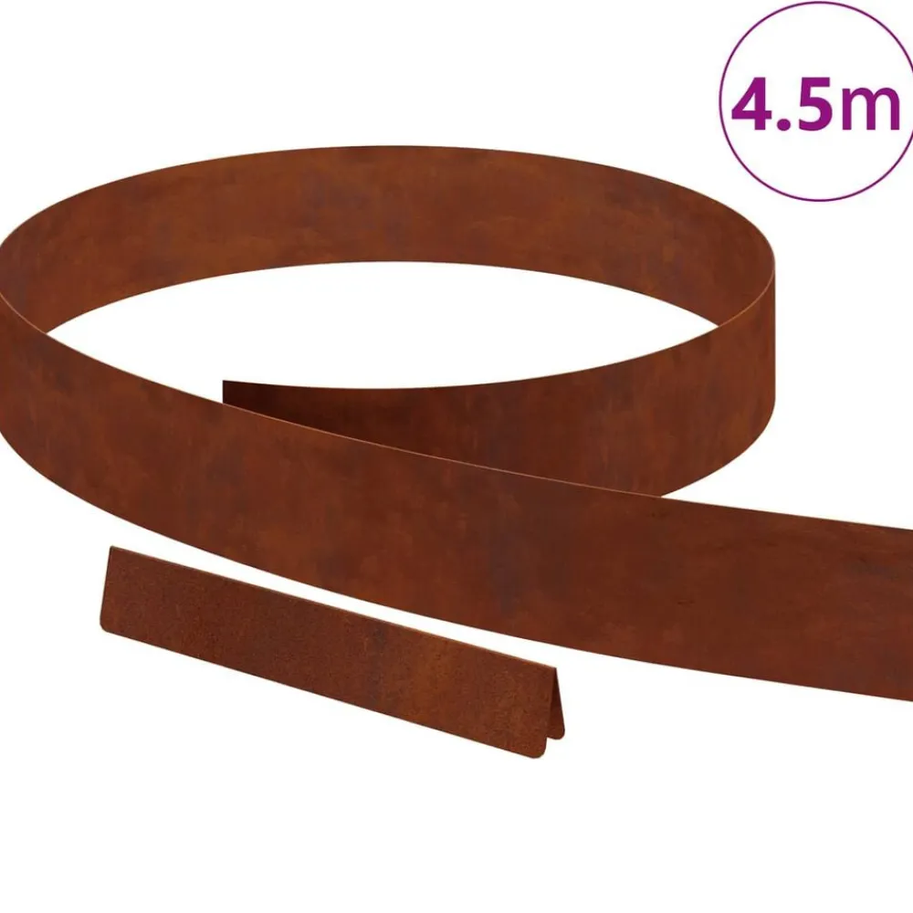 vidaXL Borde de Césped Oxidado 450 x 0.05 x 15 cm Acero autopatinable Acero oxidado Clearance