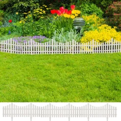vidaXL Borde divisor de césped 17 piezas / 10 m Blanco Sale