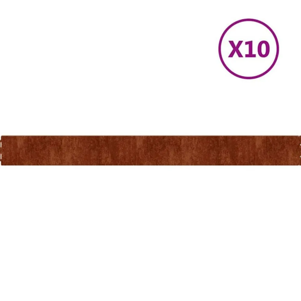 vidaXL Vallas De Jardín-Bordes de césped acero corten flexible 10 piezas 10x103 cm