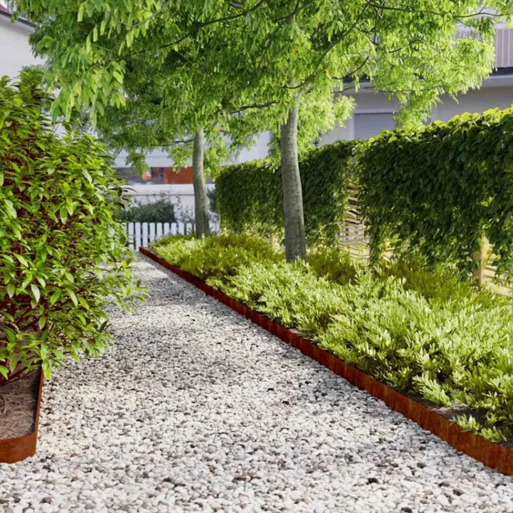 vidaXL Vallas De Jardín-Bordes de césped acero corten flexible 10 piezas 10x103 cm