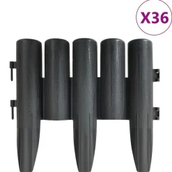 vidaXL Bordes de jardín 36 unidades PP gris 10 m Antracita Online