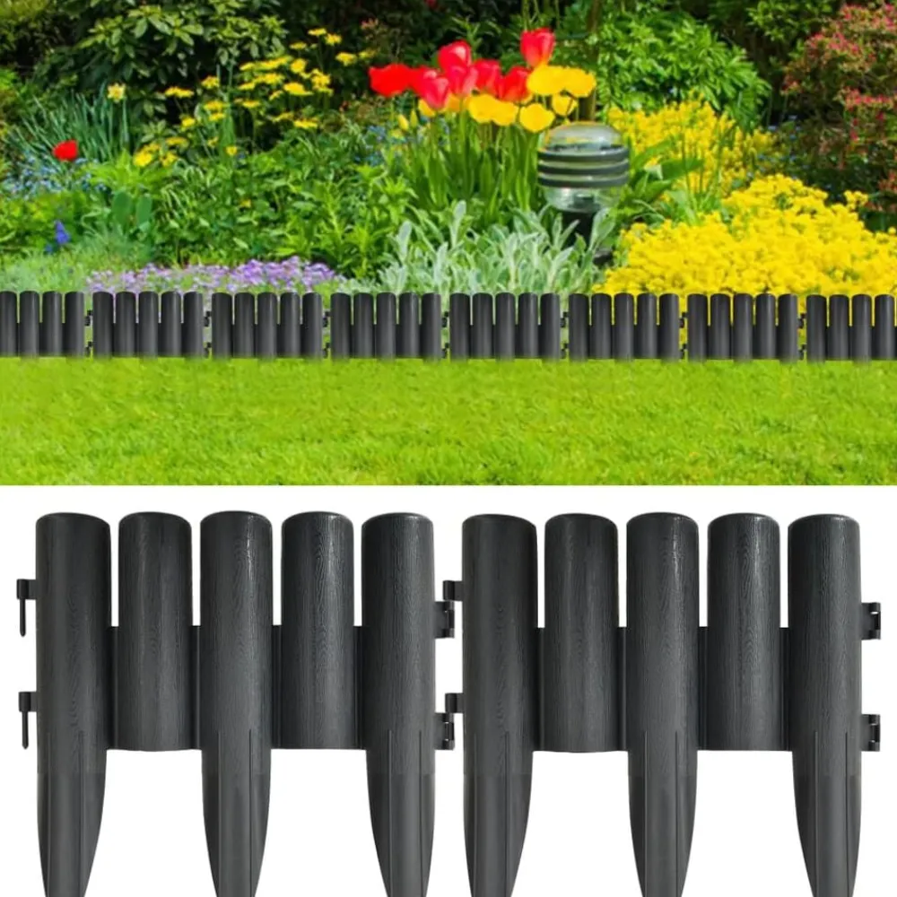 vidaXL Bordes de jardín 36 unidades PP gris 10 m Antracita Online