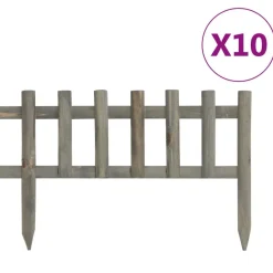 vidaXL Vallas De Jardín-Bordes de jardín 10 unidades madera de abeto 4,4 m