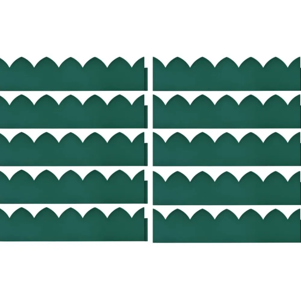 vidaXL Vallas De Jardín-Bordes de jardín 10 unidades PP verde 65x15 cm