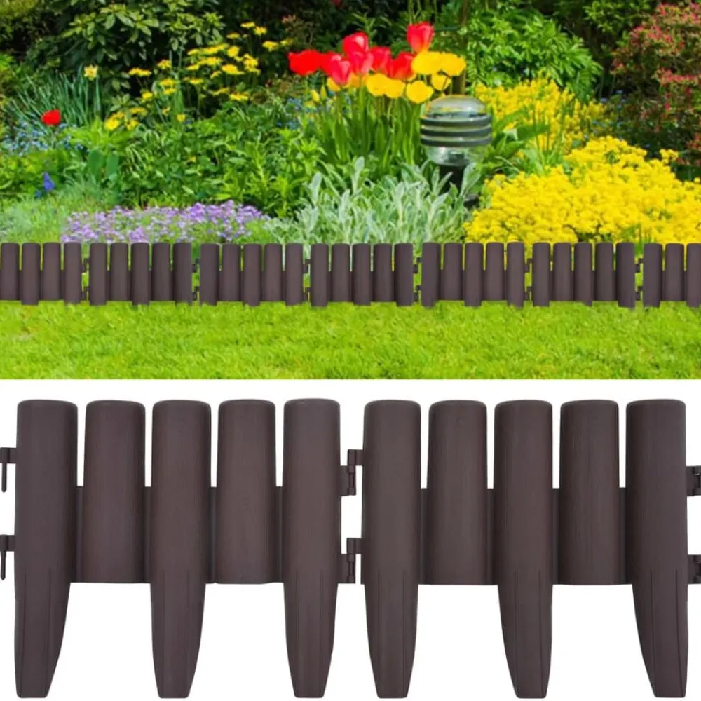 vidaXL Vallas De Jardín-Bordes de jardín 36 unidades PP marrón 10 m