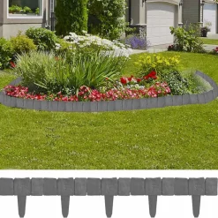 vidaXL Vallas De Jardín-Bordura de jardín de plástico apariencia de piedra 41 uds 10 m