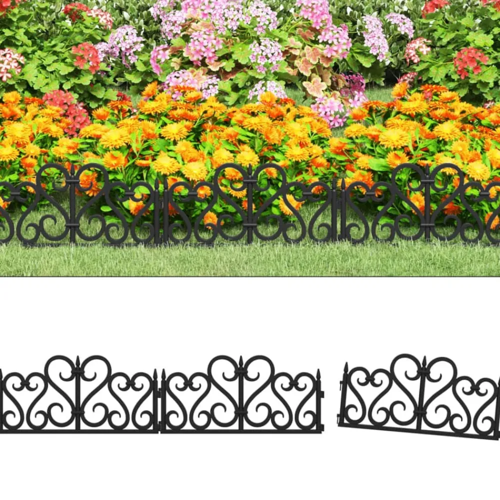 vidaXL Borduras de jardín 17 unidades PP 10 m Negro Clearance