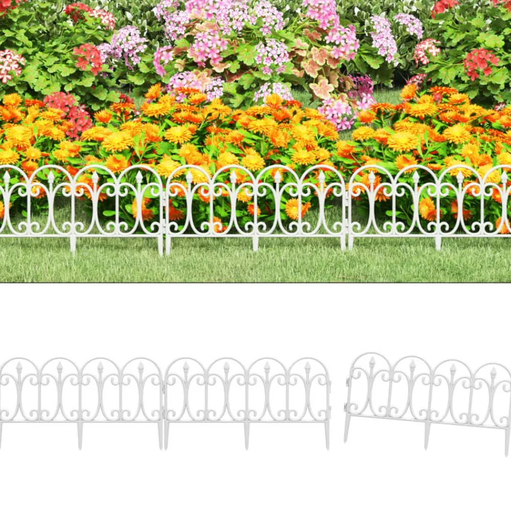 vidaXL Borduras de jardín 17 unidades PP 10 m Blanco Outlet
