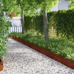 vidaXL Vallas De Jardín-Borduras para césped 10 pcs Oxidado 103 x 0,05 x 22 cm