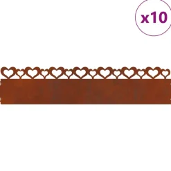 vidaXL Vallas De Jardín-Borduras para césped 10 pcs Oxidado 103 x 0,05 x 22 cm