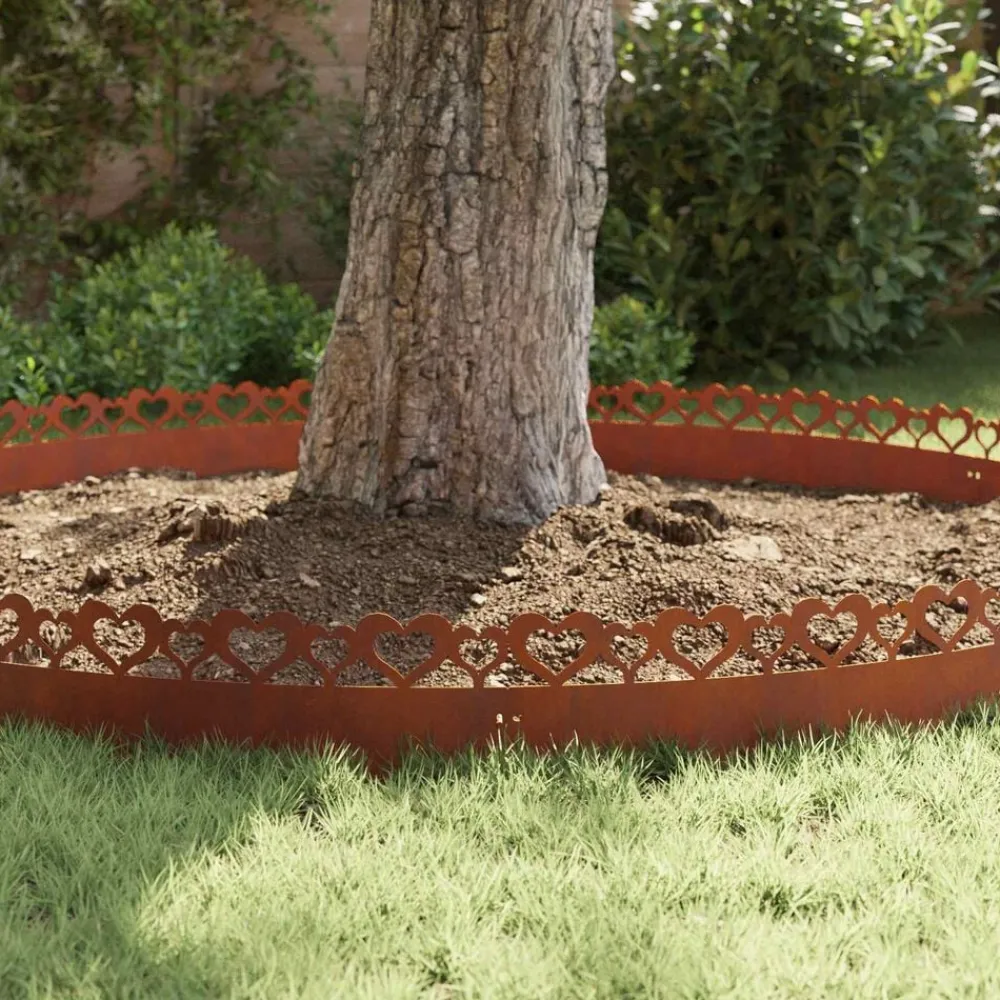 vidaXL Vallas De Jardín-Borduras para césped 10 pcs Oxidado 103 x 0,05 x 22 cm