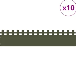 vidaXL Borduras para césped 10 pcs 103 x 0,05 x 22 cm Verde oliva Outlet