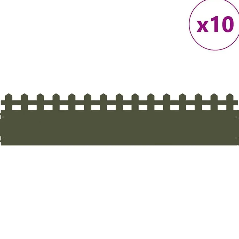 vidaXL Borduras para césped 10 pcs 103 x 0,05 x 22 cm Verde oliva Outlet