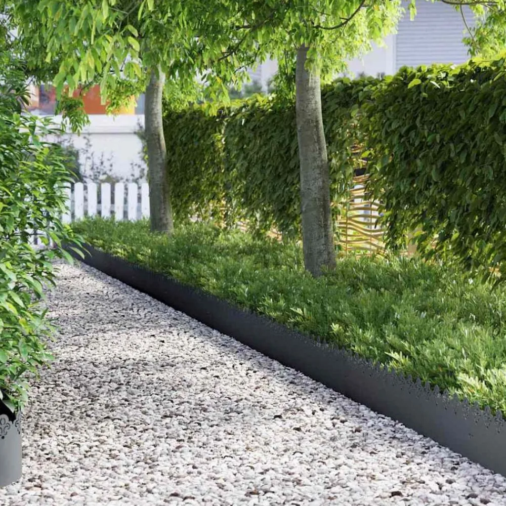 vidaXL Vallas De Jardín-Borduras para césped 10 pcs 103 x 0,05 x 22 cm Acero