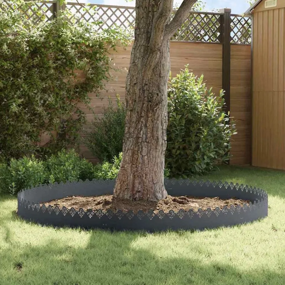 vidaXL Vallas De Jardín-Borduras para césped 10 pcs 103 x 0,05 x 22 cm Acero