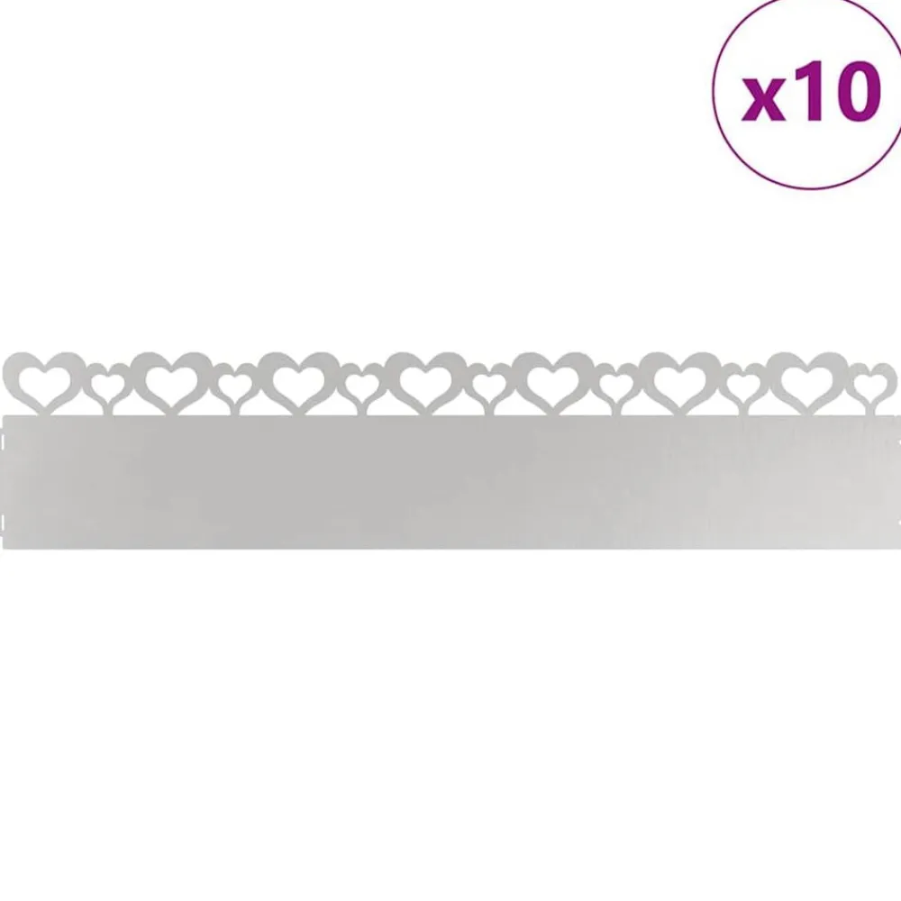 vidaXL Borduras para césped 10 pcs Plateado 103 x 0,05 x 22 cm Acero inoxidable Clearance