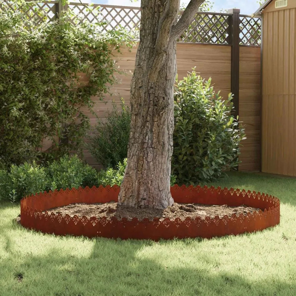 vidaXL Vallas De Jardín-Borduras para césped 10 pcs Oxidado 103 x 0,05 x 22 cm