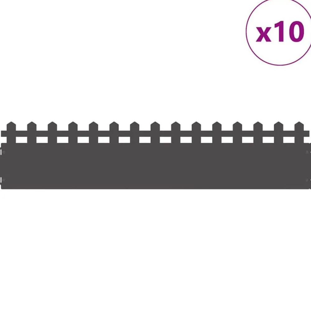 vidaXL Vallas De Jardín-Borduras para césped 10 pcs 103 x 0,05 x 22 cm Acero