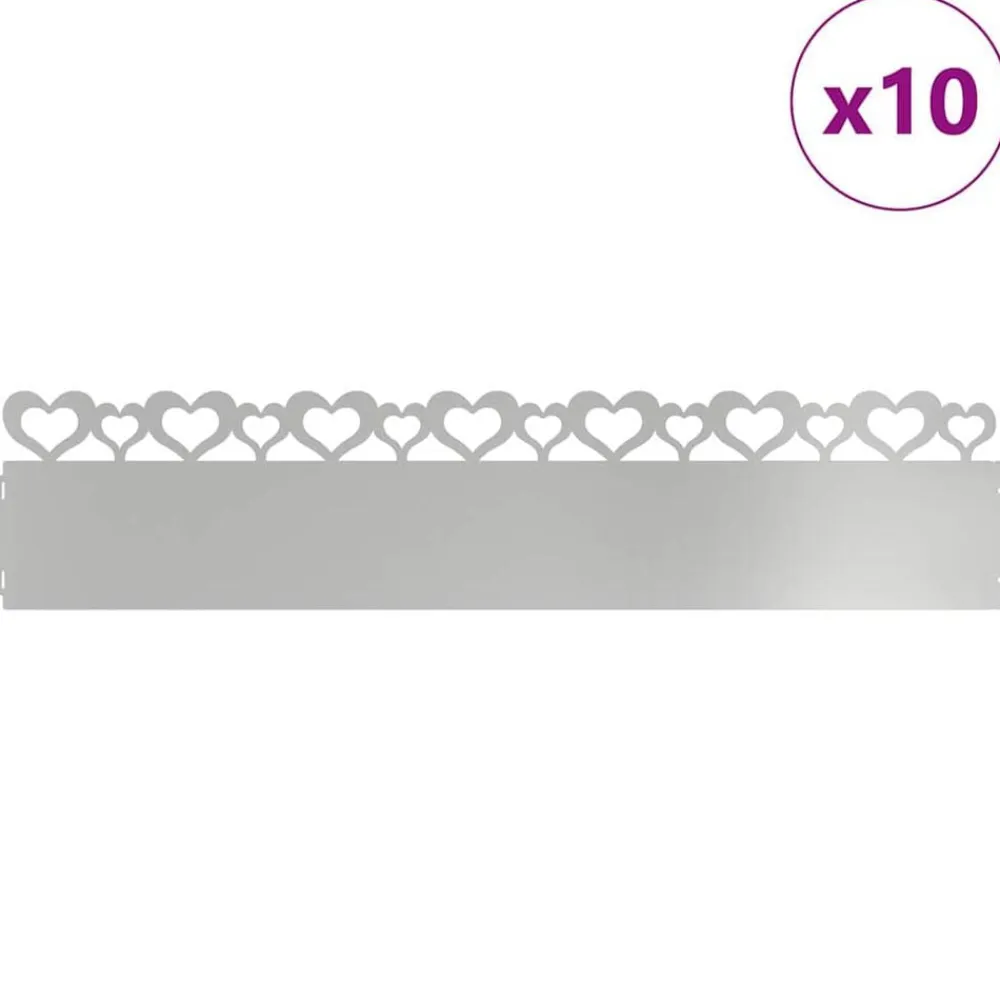 vidaXL Borduras para césped 10 pcs Plateado 103 x 0,05 x 22 cm Acero galvanizado Sale