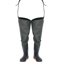 vidaXL Botas altas de agua de pesca verde oscuro talla 38 New