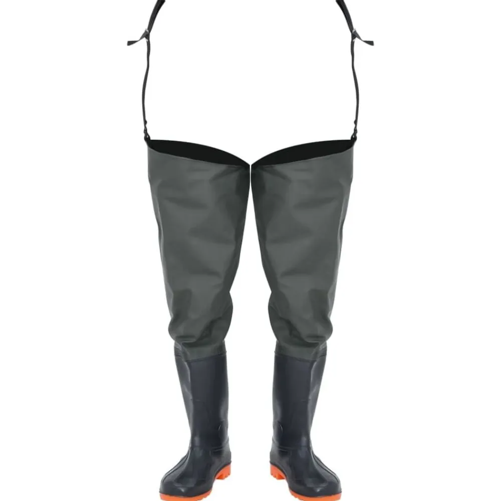 vidaXL Botas altas de agua de pesca verde oscuro talla 38 New