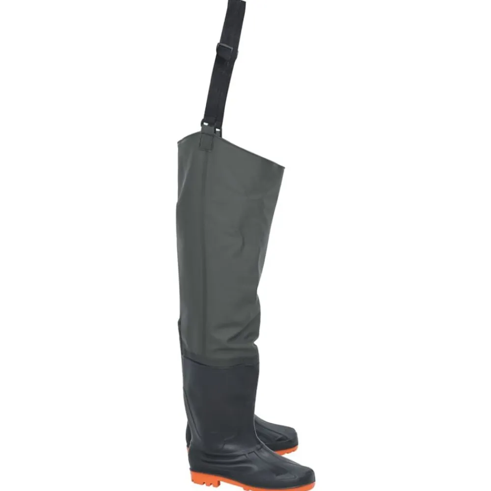 vidaXL Botas altas de agua de pesca verde oscuro talla 38 New