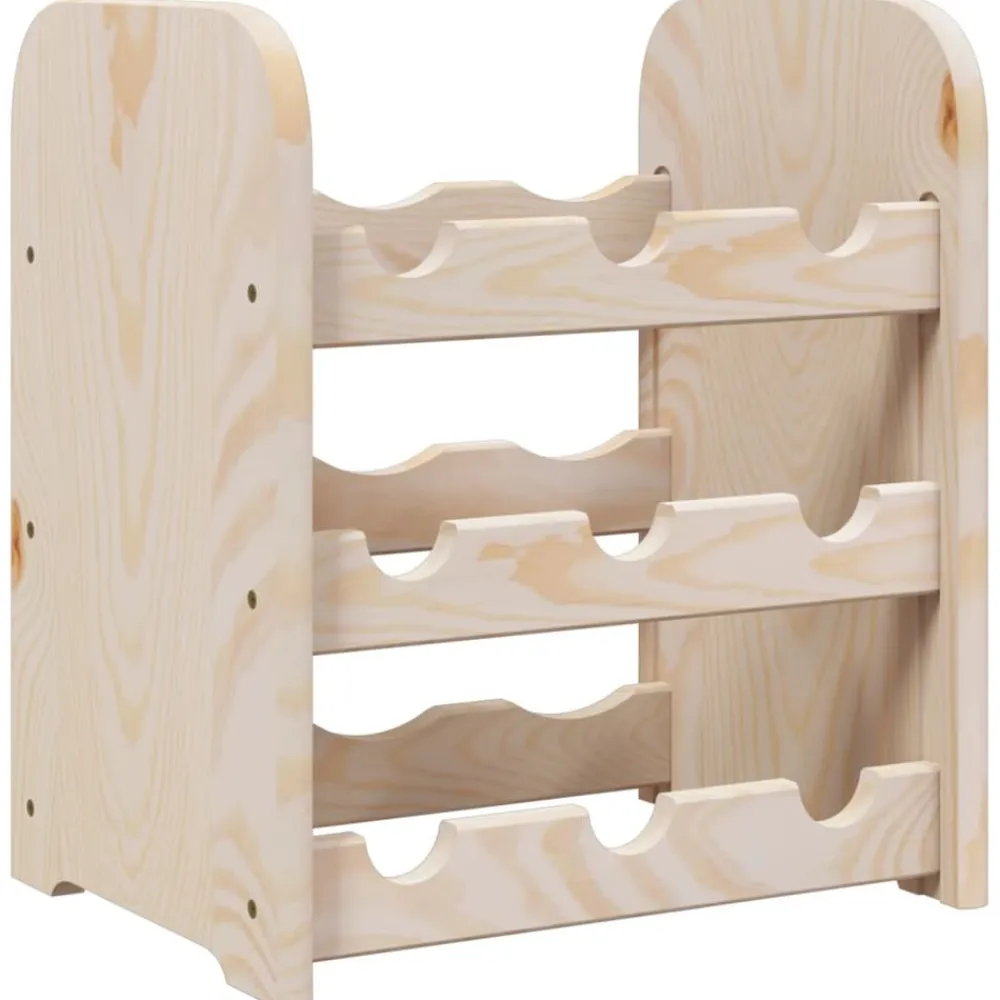 vidaXL Armarios Y Almacenamiento-Botellero de madera maciza de pino 33x25x37 cm
