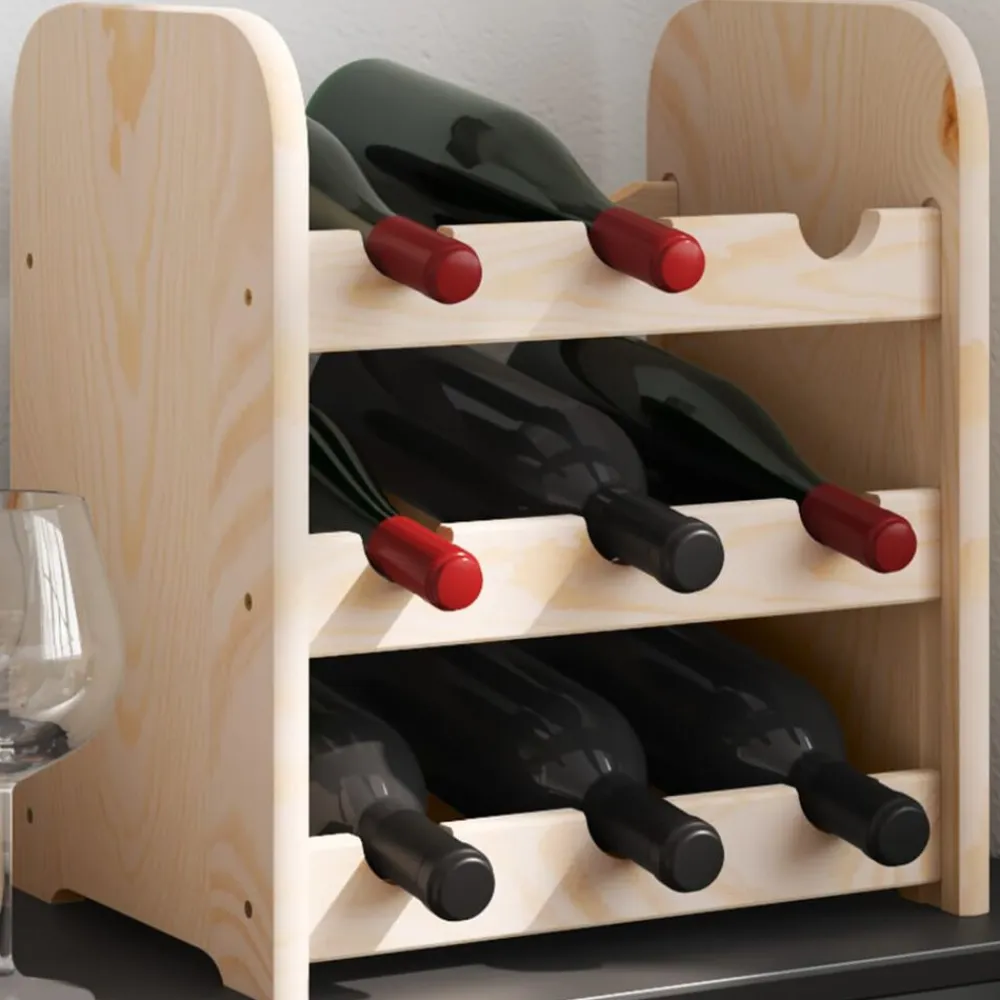 vidaXL Armarios Y Almacenamiento-Botellero de madera maciza de pino 33x25x37 cm