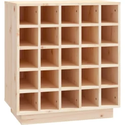 vidaXL Botellero de madera maciza de pino 55,5x34x61 cm Natural New