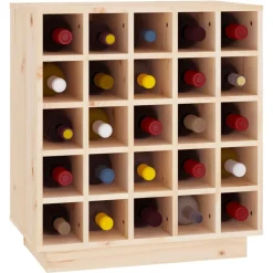 vidaXL Botellero de madera maciza de pino 55,5x34x61 cm Natural New