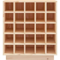 vidaXL Botellero de madera maciza de pino 55,5x34x61 cm Natural New
